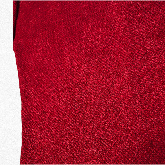 Worthington Cherry Red Round Neck Textured Knit Tapered Sweater Top Size Medium - Picture 4 of 9